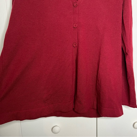 J Jill Sweater Women's Burgundy Red wool blend Knit Cardigan Button up medium - Picture 9 of 13